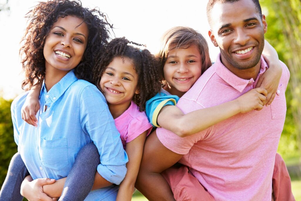 Family standing together happy