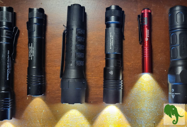 Multiple EDC and/or tactical flashlights turned on