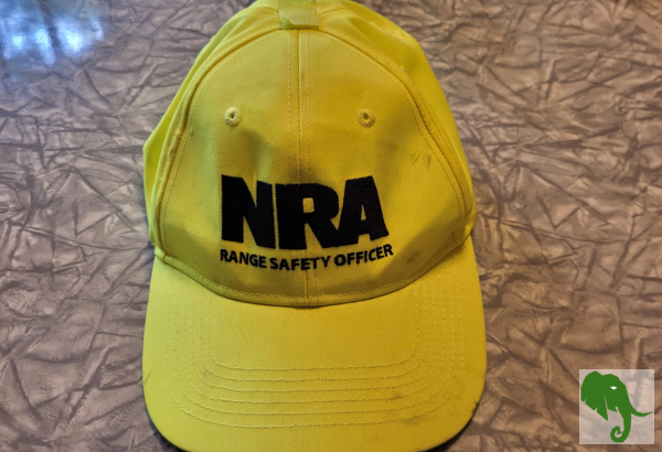 Jim's bright yellow NRA Range Safety Officer hat