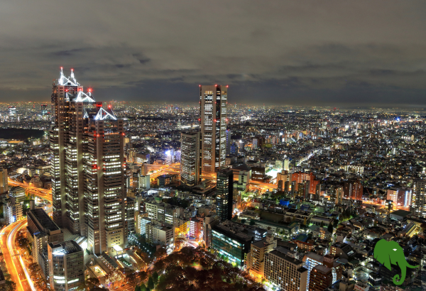 large city-scape at nights with lights