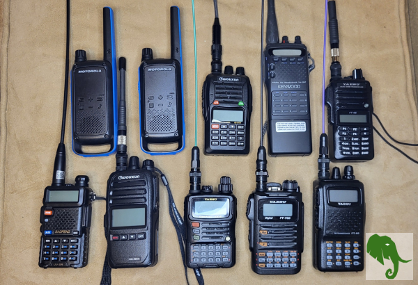 FRS, GMRS, and Amateur (HAM) radios on display