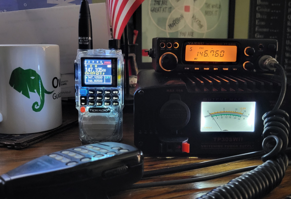 Yaesu 2M mobile unit with power supply along with a TIDRADIO HT