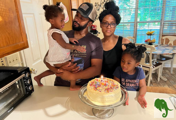 Family of four together