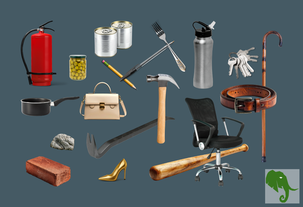 Display of misc. items that could be used as improvised weapons